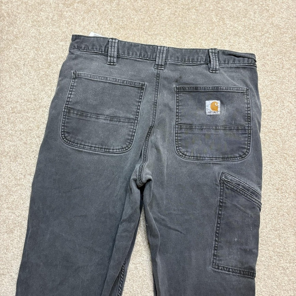 Carhartt Pants Mens 32x28 Gray Relaxed Fit Stretch Canvas Carpenter Work Utility
